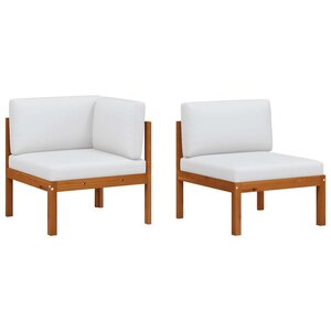 vidaXL Salon de jardin 2 pièces avec coussins en bois d'acacia et corde