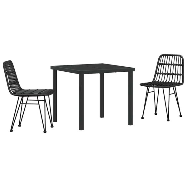 vidaXL Ensemble de salle à manger pour jardin 3 Pièces Noir