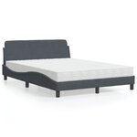 vidaXL Lit avec matelas gris foncé 120x200 cm velours