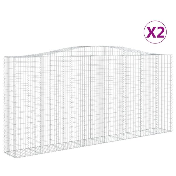 vidaXL Paniers à gabions arqués 2 Pièces 400x50x180/200 cm Fer galvanisé