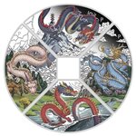 YEAR OF THE DRAGON Quadrant Set 4 x 1 Once Argent Monnaies 1 Dollars Tuvalu 2024