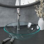vidaXL Lavabo de bain avec robinet et drain à poussoir Verre trempé