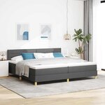 vidaXL Lit à ressort avec matelas et LED gris foncé 200x200 cm en tissu