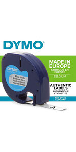 DYMO LetraTag ruban plastique (12mm x 4m) Noir/Blanc