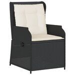 vidaXL Chaises inclinables de jardin lot de 2 et coussins noir rotin