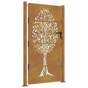 vidaXL Portail de jardin 105x205 cm acier corten conception de l'arbre