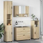 vidaXL Ensemble de mobilier de salle de bain 4 Pièces Chêne sonoma