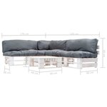 Vidaxl salon de jardin palette 4 pièces avec coussins gris bois
