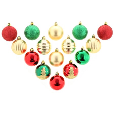 Atmosphera Kit de décoration pour Sapin de Noël Rouge Vert et Or 15 pièces (lot de 4)