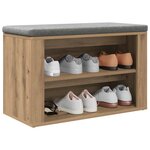 vidaXL Rack à chaussures avec étagère chêne artisanal 75 x 35 x 45 cm