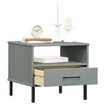 vidaXL Table de chevet avec pieds en métal Gris Bois pin massif OSLO