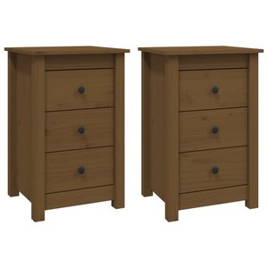 vidaXL Tables de chevet 2 Pièces Marron miel 40x35x61 5 cm Pin solide