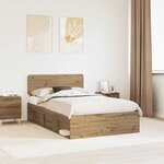 vidaXL Cadre de lit Chêne artisan 120 x 190 cm Pin massif