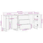 vidaXL Buffets 3 Pièces 60x34x75 cm bois de manguier massif brut