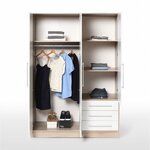 Armoire - Bois aggloméré chêne et blanc - Chambre - 144 6 cm