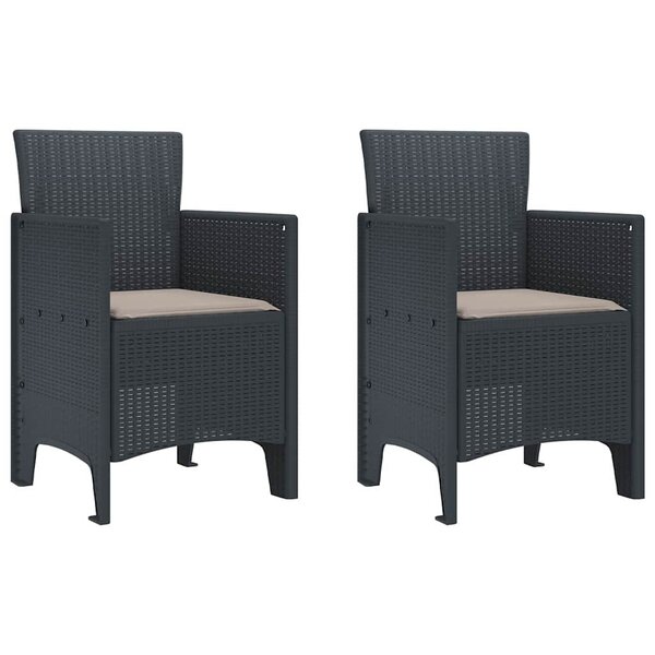 vidaXL Chaise de jardin 2 Pièces Anthracite 53 x 49 x 85 cm PP