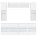 vidaXL Ensemble de meubles TV muraux 6 Pièces avec lumières LED blanc