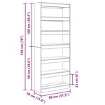 vidaXL Bibliothèque Gris Sonoma 80 x 30 x 198 cm Bois d'ingénierie