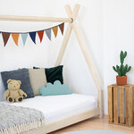 Lit Tipi enfant bois massif naturel 120 x 200 cm