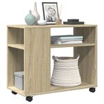 vidaXL Table d'appoint avec roues Chêne sonoma bois d'ingénierie
