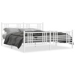 vidaXL Cadre de lit métal sans matelas et pied de lit blanc 180x200 cm