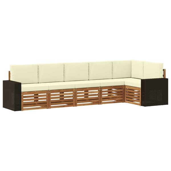 vidaXL Ensemble de canapés d'extérieur 6 pc Naturel et Crème Polyester