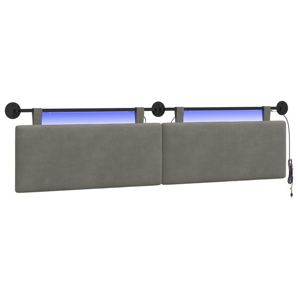 vidaXL Tête de lit suspendue Gris clair Tissu en velours côtelé