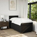 vidaXL Sommier à lattes de lit avec matelas Noir 90x200 cm Tissu