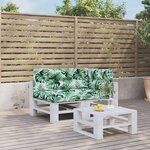 vidaXL Coussins de palette lot de 3 motif de feuilles tissu