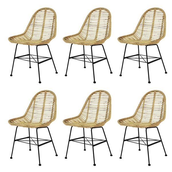 vidaXL Chaises à manger lot de 6 rotin naturel