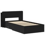 vidaXL Cadre de lit avec rangement Noir 75 x 190 cm Bois d'ingénierie