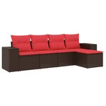 vidaXL Salon de jardin avec coussins 5 Pièces marron résine tressée