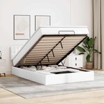 vidaXL Lit ottoman avec matelas & LED blanc pur 140x200cm similicuir
