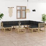 vidaXL Salon de jardin 11 Pièces avec coussins bois de pin imprégné