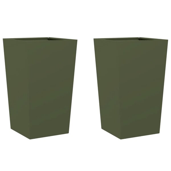 vidaXL Jardinières 2 Pièces vert olive 45x45x75 cm acier