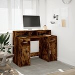 vidaXL Bureau et lumières LED chêne fumé 120x55x91cm bois d'ingénierie