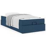 vidaXL Cadre de lit avec matelas Bleu 100 x 200 cm tissu