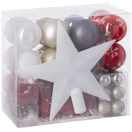 Féerie Christmas Kit de décoration pour Sapin de Noël Rouge Blanc et Or 44 pièces (lot de 4)
