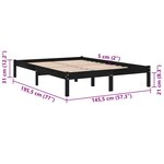 vidaXL Cadre de lit Noir Bois de pin massif 140x190 cm