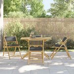 vidaXL Ensemble de bistro pliante 5 Pièces et coussins gris foncé bambou