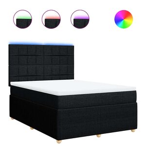 vidaXL Sommier à lattes de lit avec matelas Noir 140x190 cm Tissu