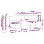 vidaXL Meuble TV Chêne fumé 102 x 34 5 x 50 cm Bois d'ingénierie