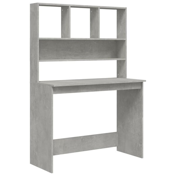 vidaXL Bureau avec étagères Gris béton 102x45x148 cm Bois d'ingénierie