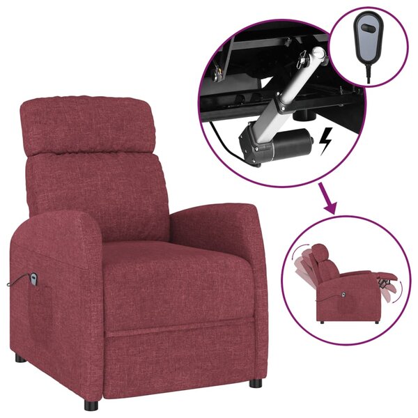 vidaXL Fauteuil inclinable électrique Rouge bordeaux Tissu