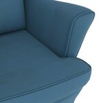 vidaXL Fauteuil à bascule à oreilles en velours bleu bois massif