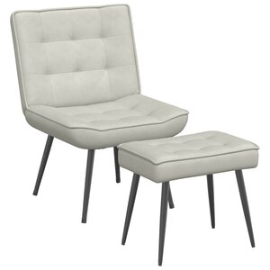 vidaXL Chaise de relaxation avec tabouret crème velours