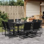 vidaXL Ensemble à manger de jardin 9 Pièces noir textilène