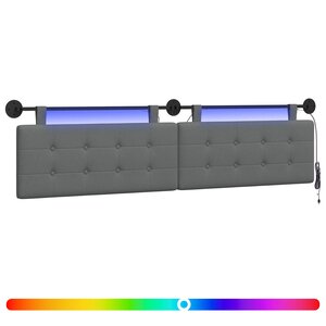 vidaXL Tête de lit suspendue Avec lumière LED Gris foncé Tissu