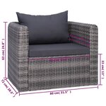 vidaXL Salon de jardin 8 Pièces avec coussins résine tressée gris