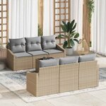 vidaXL Ensemble de canapé de jardin 7 Pièces Beige  Gris clair